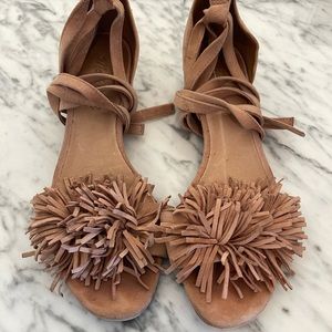 Madewell Kaia Suede Wrap Sandal - Dusty Pink